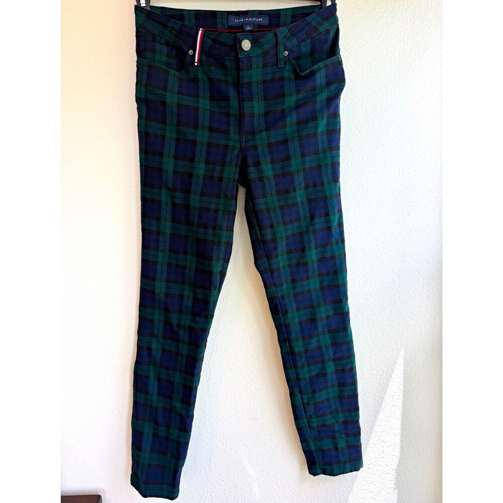Tommy Hilfiger Women’s Size 4 Blackwatch Plaid Pants Green Navy Tartan Preppy